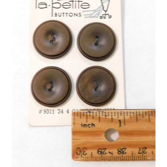 La Petite Vintage Buttons Brown Set of 4 Round 7/8 Inch #9311 - Picture 3 of 3